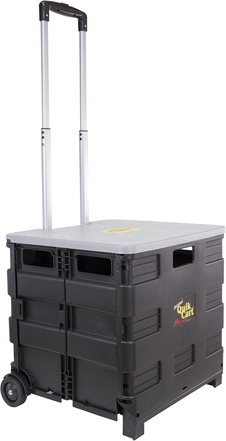 dbest products Quik Cart Collapsible Rolling Crate on Wheels for Teachers Tote Basket 80 lbs