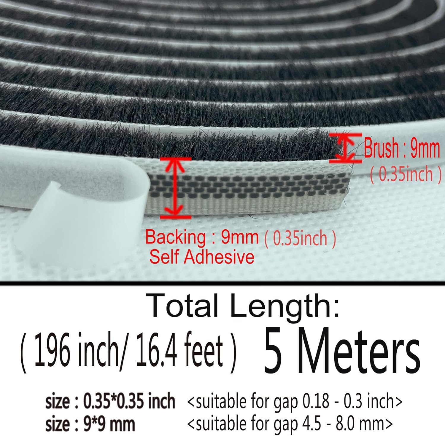Weather Stripping Brush for Sliding Windows/Doors Frame Side,Pile Self Adhesive Weatherstrip Seal