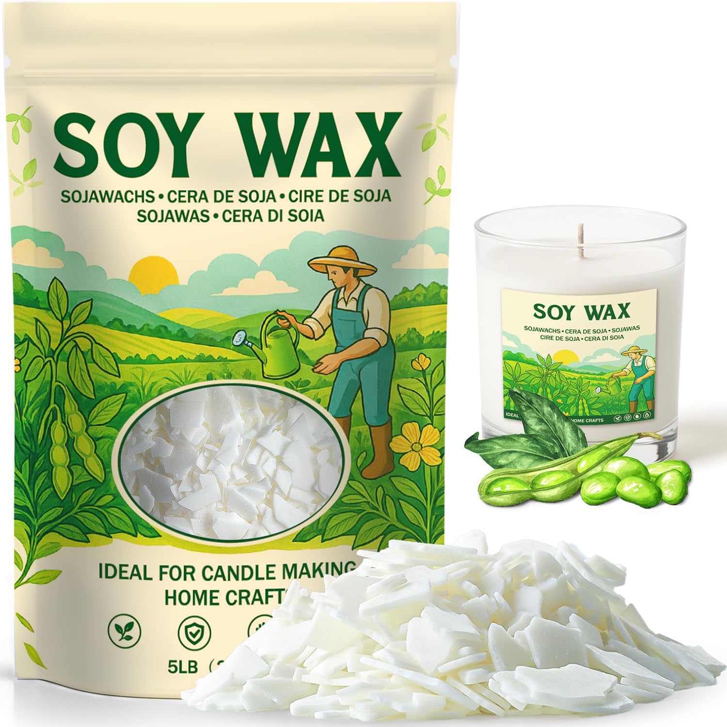 NORVENCE Soy Wax for Candle Making, Natural Soy Wax Flakes 5lb, Premium Candle Wax for DIY Candle