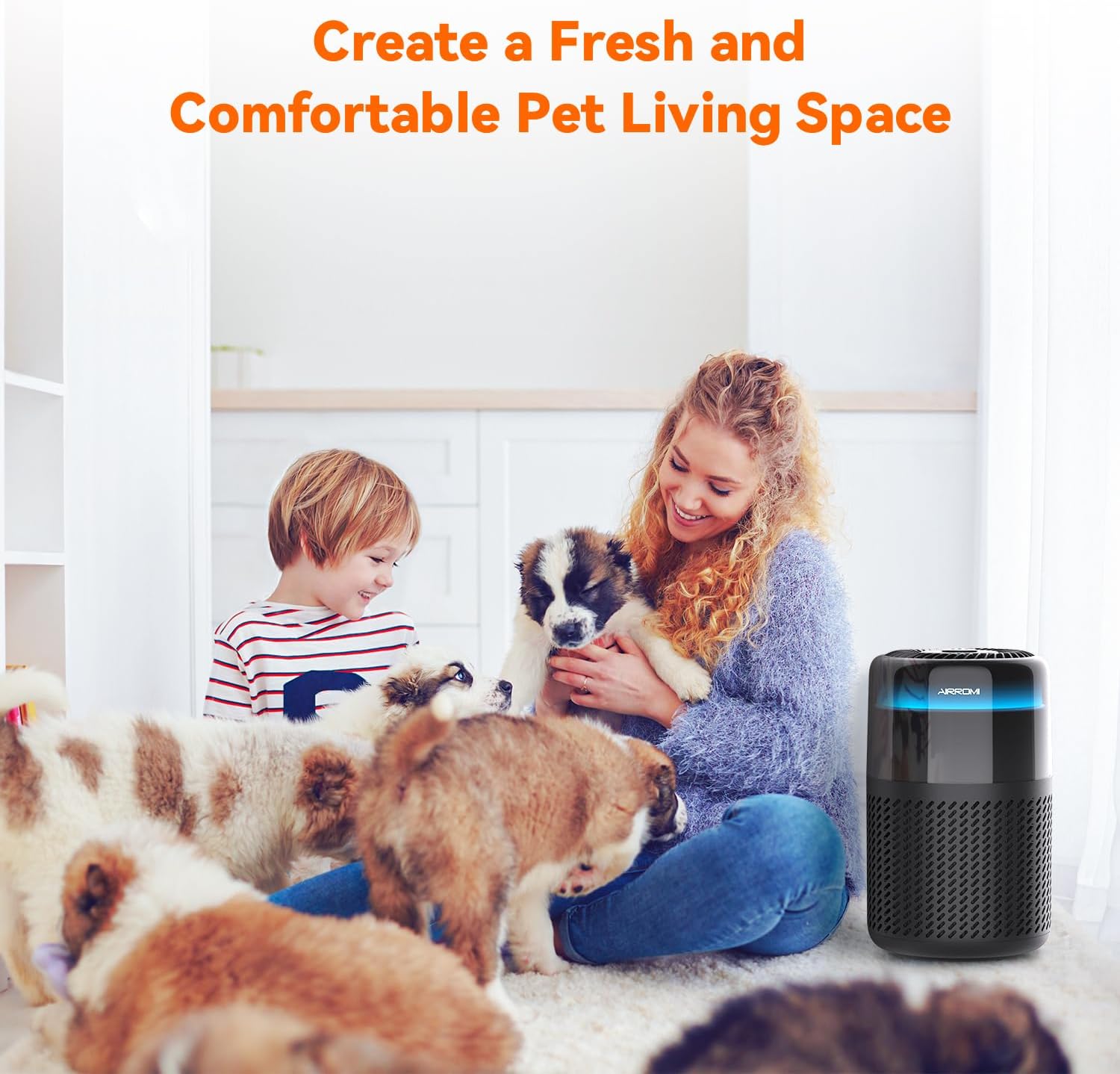 AIRROMI Air Purifier for Bedroom Home,HEPA Filter,Covers Upto 549 Ft²,Quiet 360°intake Air Cleaner