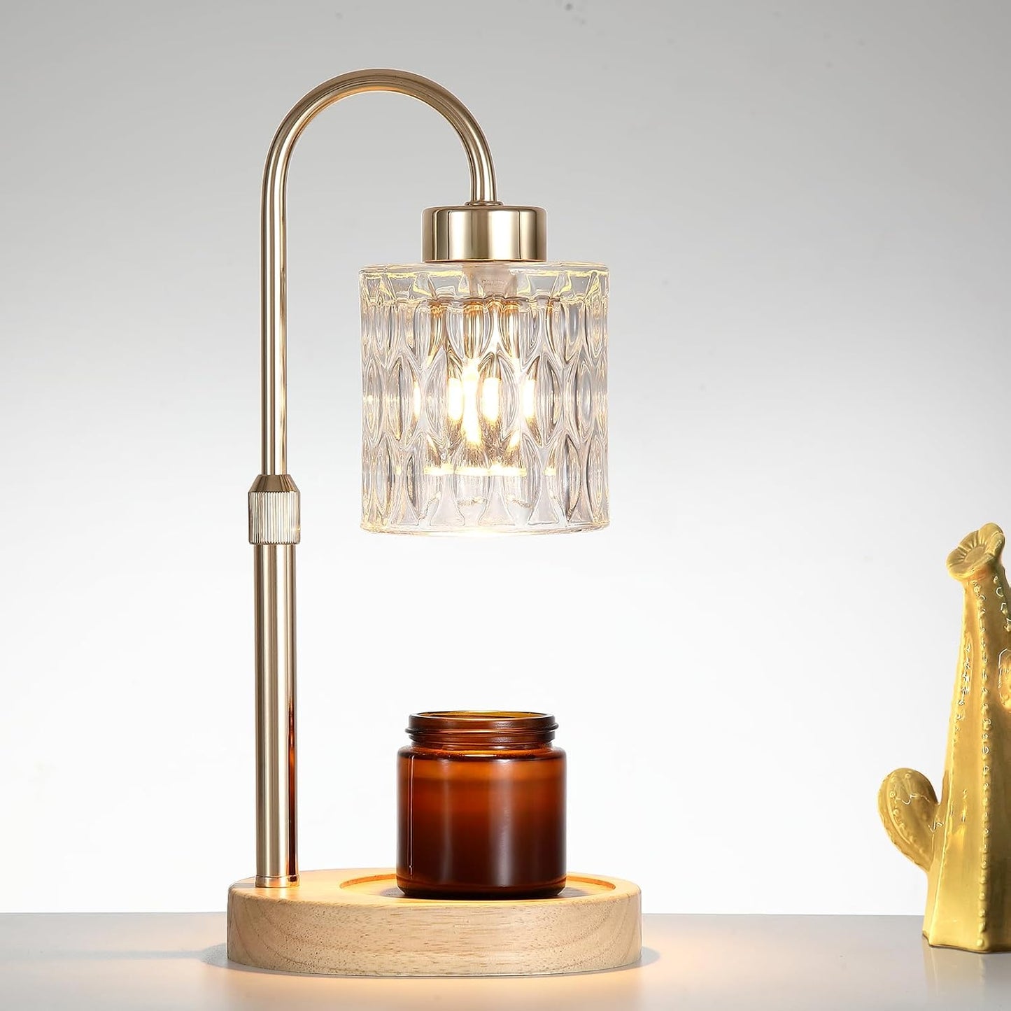 Gold Candle Warmer Lamp with Dimmer and Timer,Home Decor Lamp for Scented Jar,Electric Wax Melt