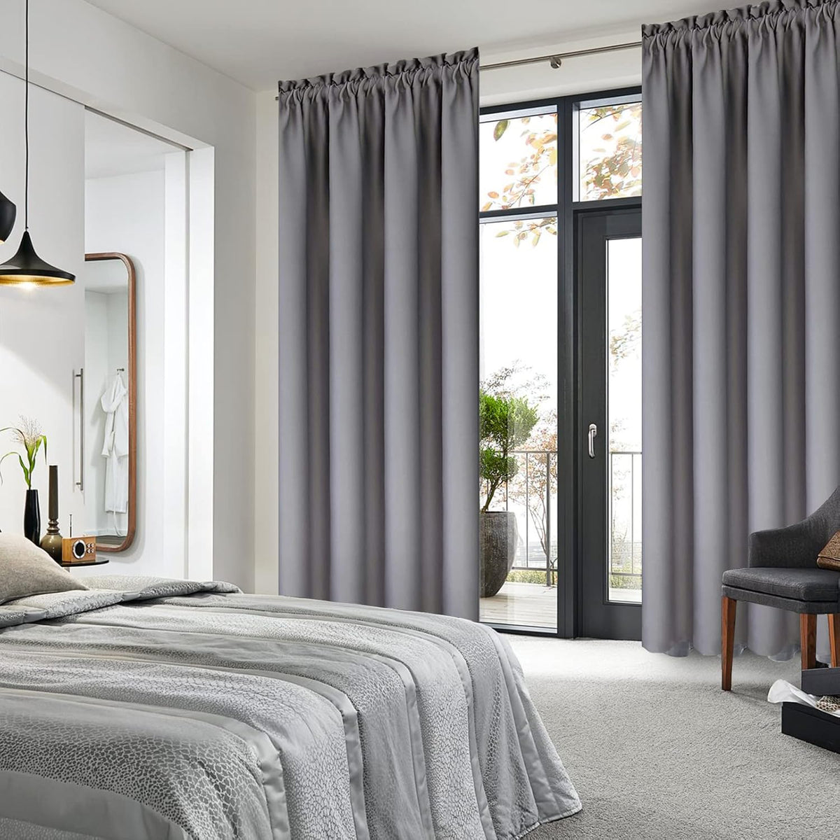 DWCN Short Grey Blackout Curtains for Small Window, Thermal Insulated Energy Saving Room Darkening