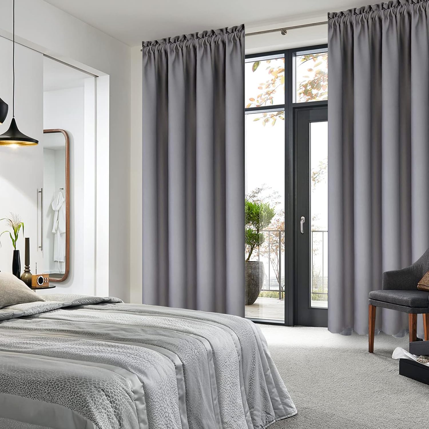 DWCN Blackout Curtains for Bedroom - Thermal Insulated Privacy Energy Saving Rod Pocket Drapes for