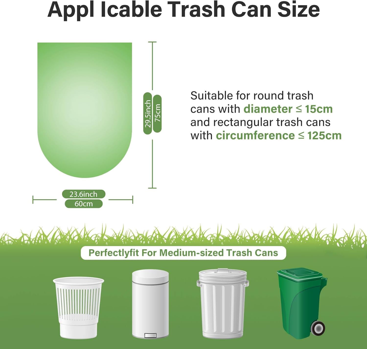 Compost Bags, 13 Gallon, 50Liter, Extra Thick 1.1 Mils, Compostable Food scrap waste bags with US