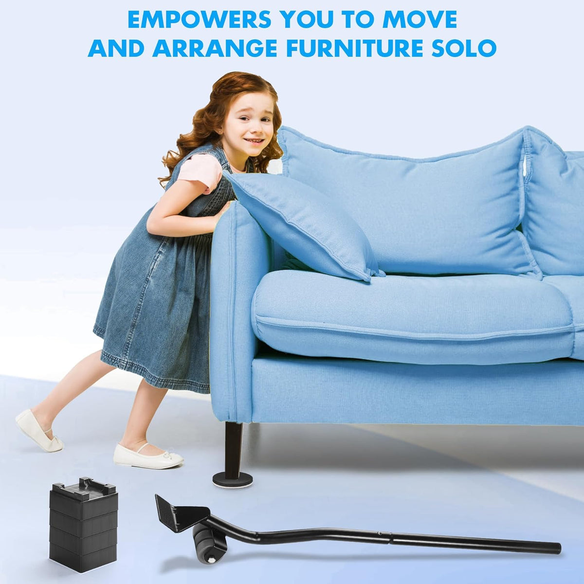 Furniture Lifter Tool + 8-Pack of 3.5" Sliders, Save 80% Effort, Safely and Easily, The Lift and