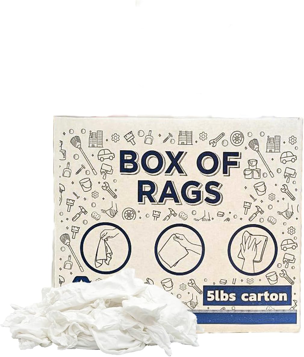 Premium White T-Shirt Cleaning Rags (600 lbs. Pallet 120x5 lbs. Box of Rags) – White Cotton Rag for