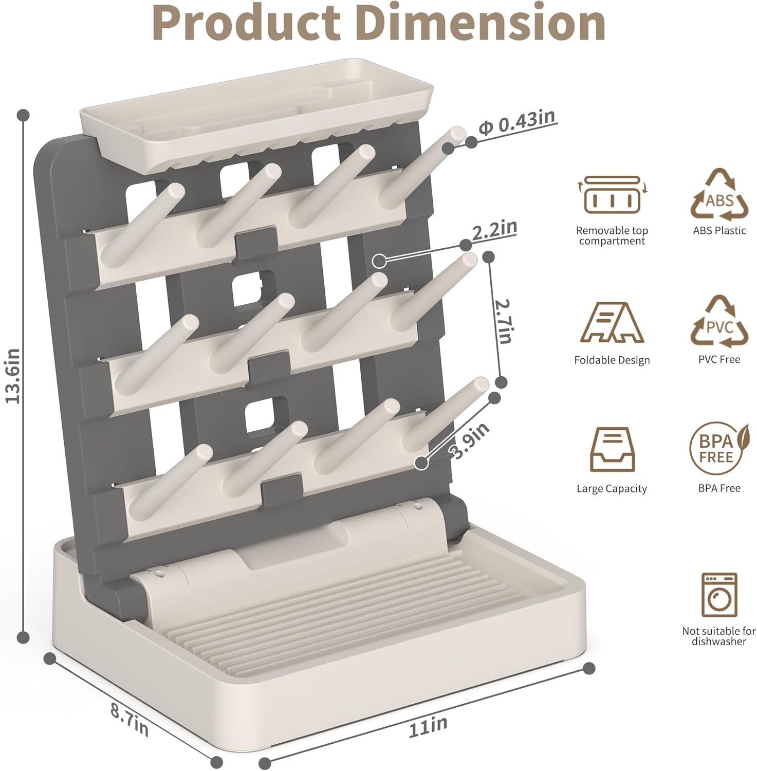 Baby Bottle Drying Rack, Vertical Standing Bottle Dryer Rack Holder-Space Saving Baby Bottle Drying