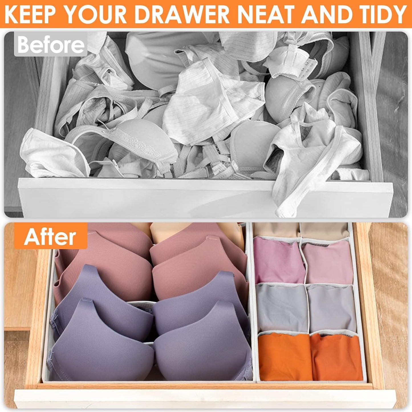 12 Pack Drawer Organizers for Clothing, 116 Large Compartments Fabric Dresser Closet Organizers and