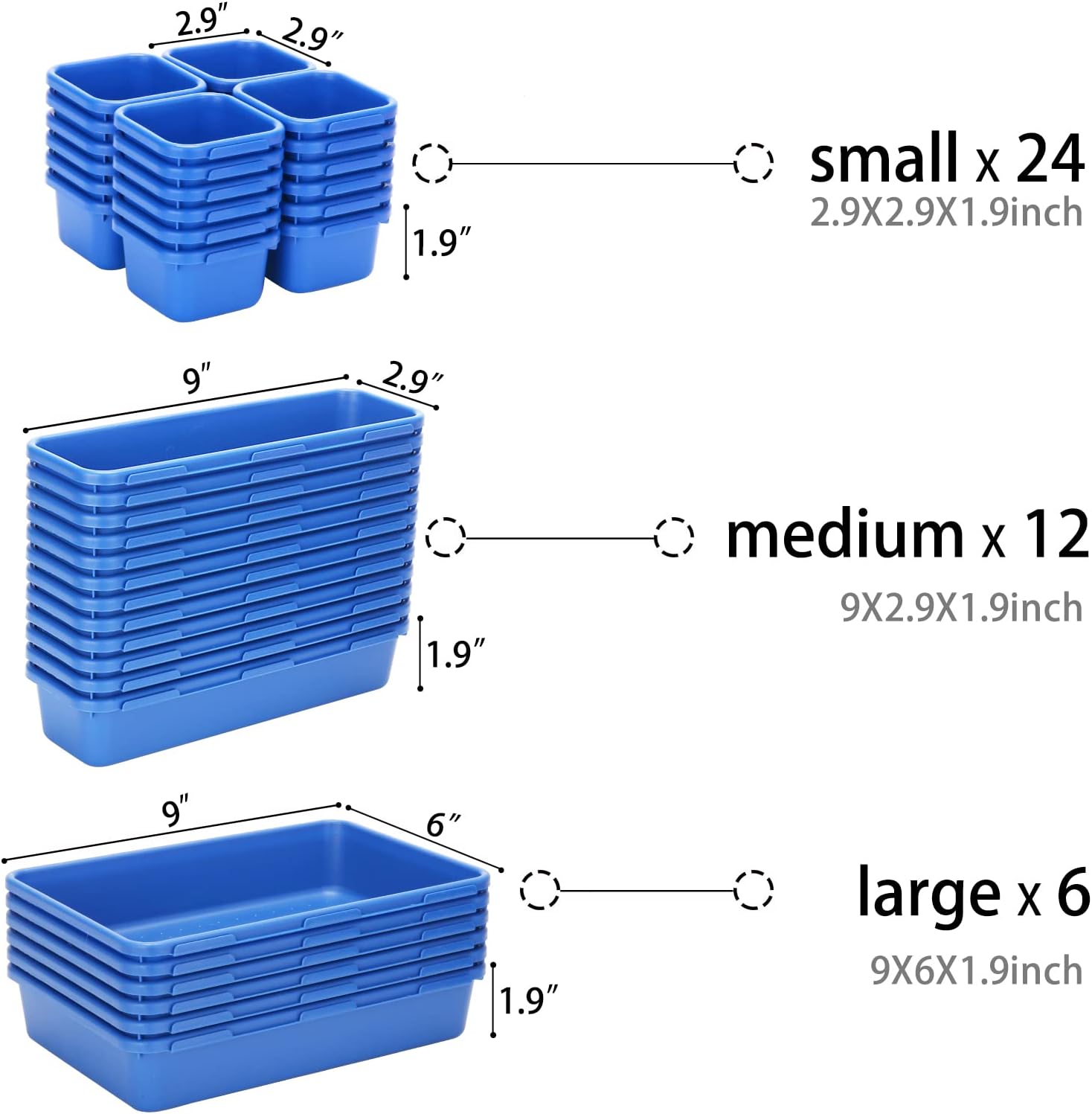 KeFanta 42 Pack Tool Box Organizer Tool Tray Dividers, Rolling Tool Chest Cart Cabinet Workbench