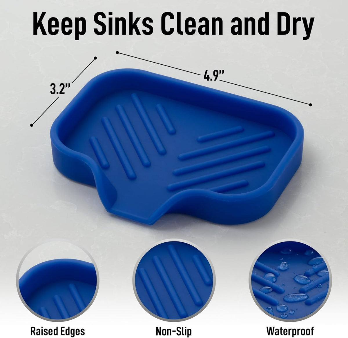 Zulay Kitchen Small Silicone Sponge Holder (4.9x3.3”) – Space-Saving Sink Organizer Tray for