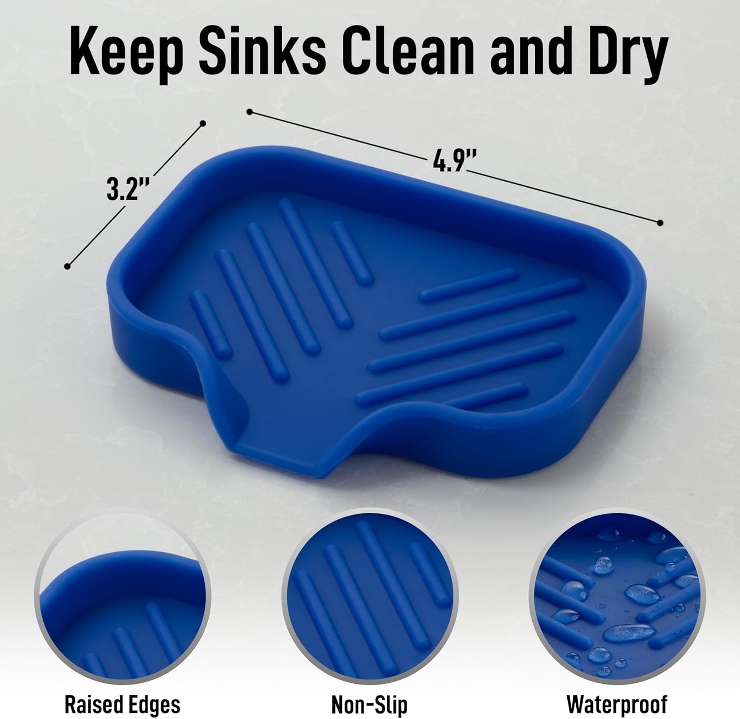 Zulay Kitchen Small Silicone Sponge Holder (4.9x3.3”) – Space-Saving Sink Organizer Tray for