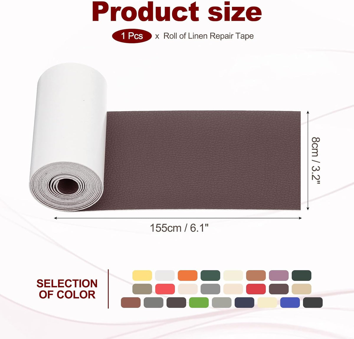 PATIKIL Leather Patches Tape for Furniture, 3.2 x 61 Inch Self Adhesive Vinyl Leather Repair Kit