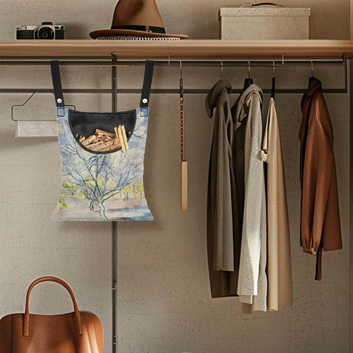 Weather Resistant Clothespin Storage Bag - Outdoor Hanging Organizer with Windproof Features