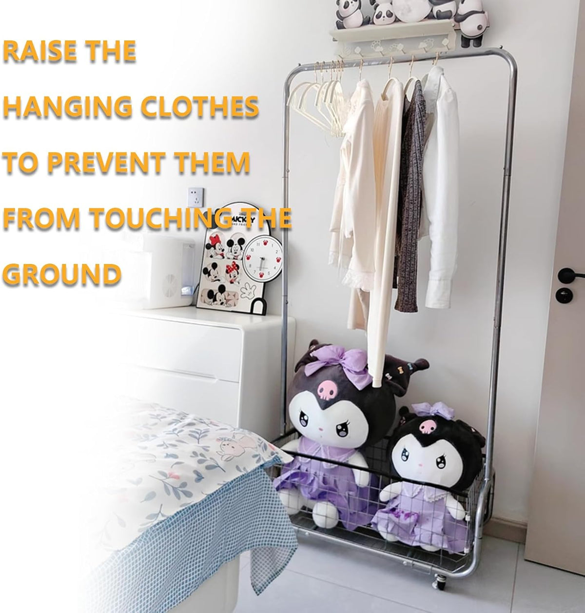Garment Rack With Storage Baskets,Clothing Rack for Hanging Clothes, Multi-functional Bedroom