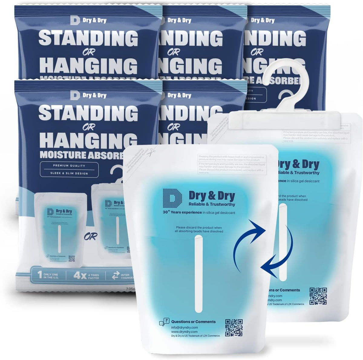 Dry & Dry 5 Packs Hybrid Moisture Absorbers & Musty Odor Eliminator Dehumidifier to Control Excess