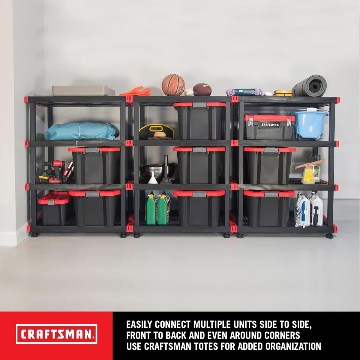 CX Craftsman, 4-Tier Highly Durable Storage Rack, 200lbs/shelf, (55”H x 40”W x 24”D), Interlocking