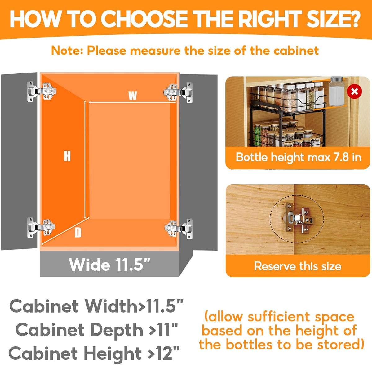 Spice Rack Organizer for Cabinet, 2 Tier Pull Out Spice Rack – Heavy Duty Metal Spice Organization
