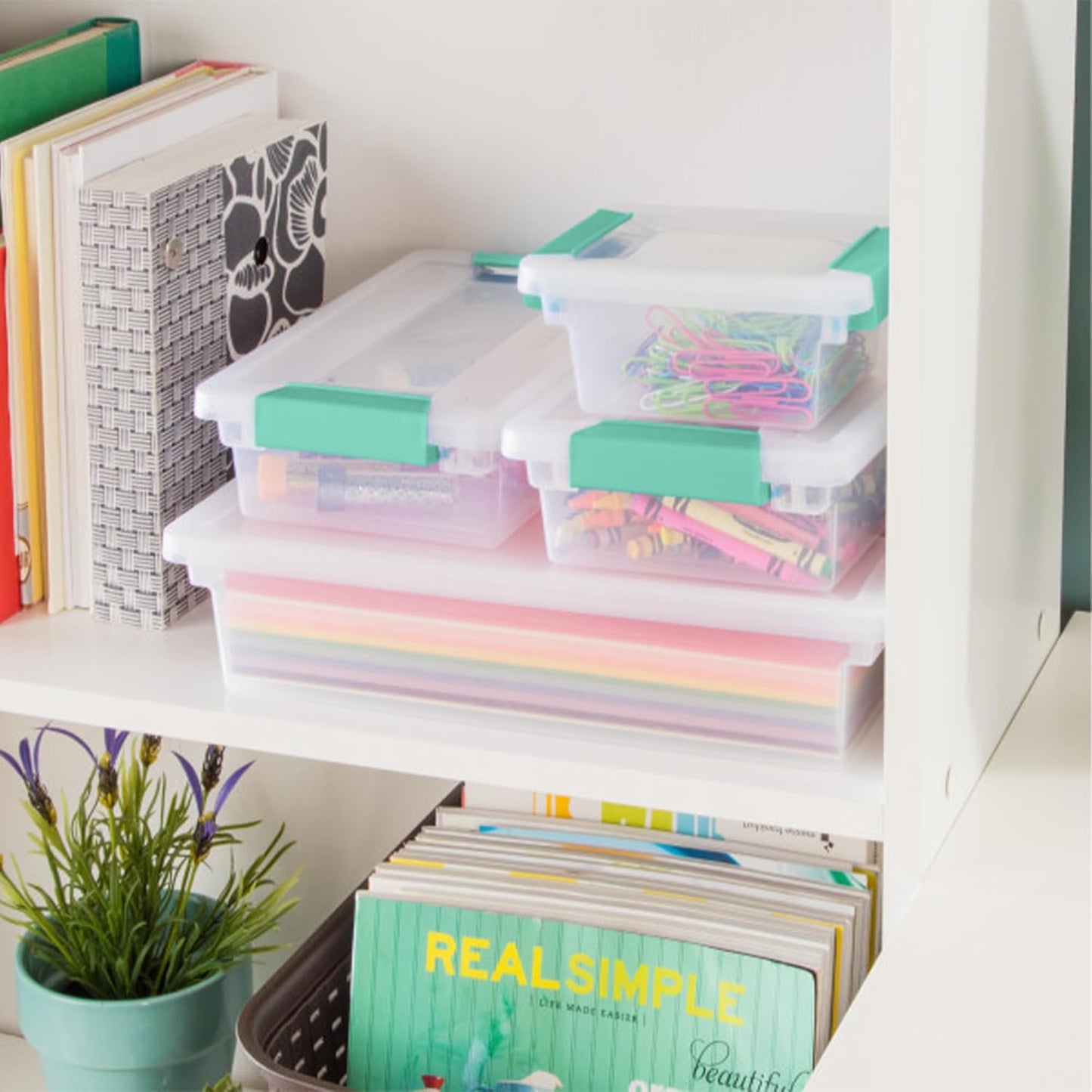 Sterilite Clip Box, Stackable Small Storage Bin with Latching Lid, Plastic Container to Organize