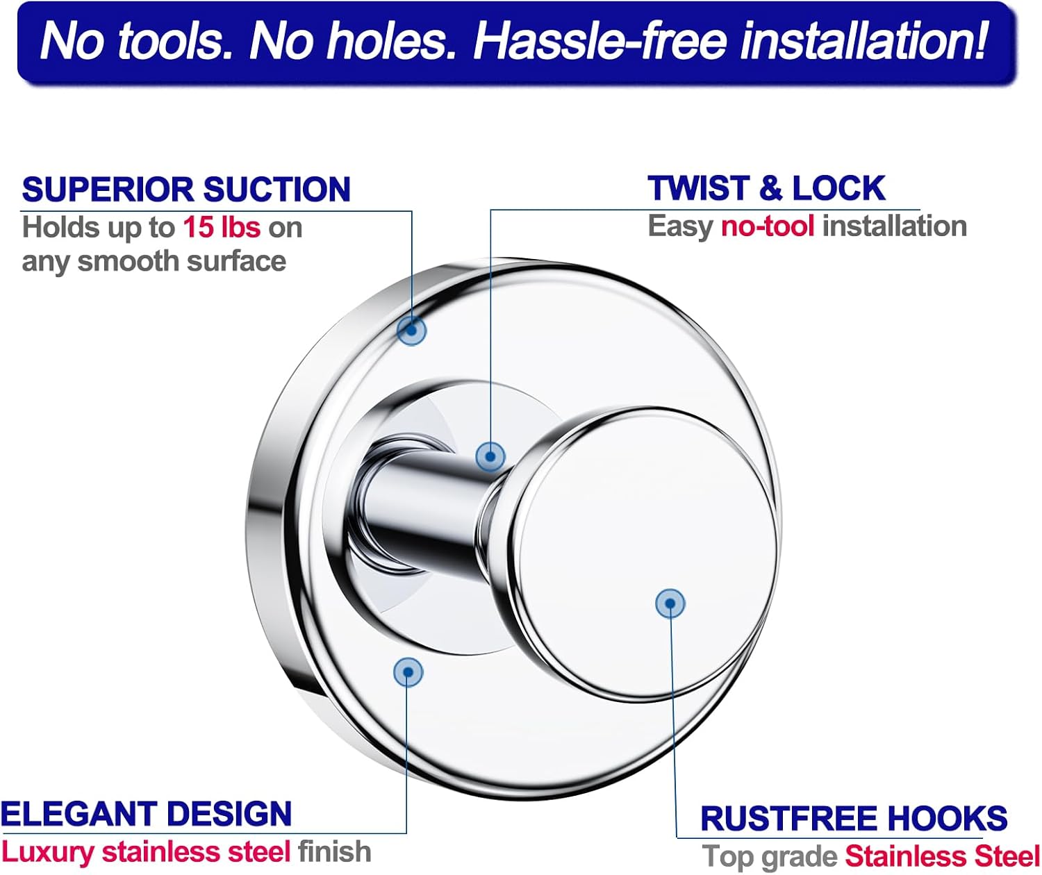 Suction Cup Hooks for Shower, Removable Towel Hooks for Bathroom Window Glass Door Wall, Bath Robe