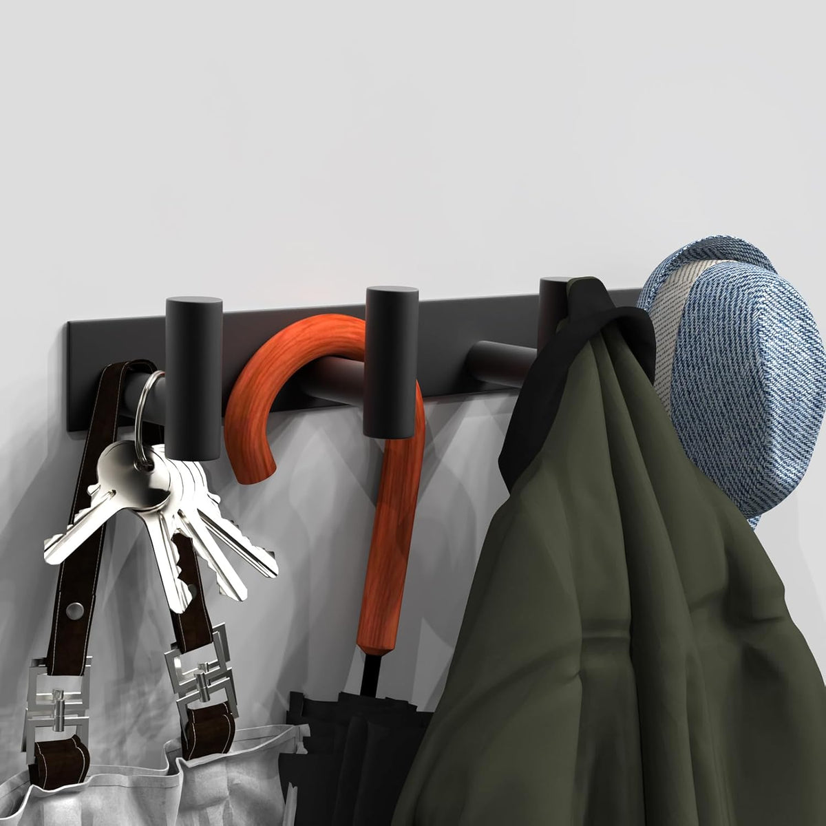 VAEHOLD 2PACK Hat and Coat Wall Mount Rack - 4 Hooks for Robes, Bags, Keys, and Towels - Bathroom