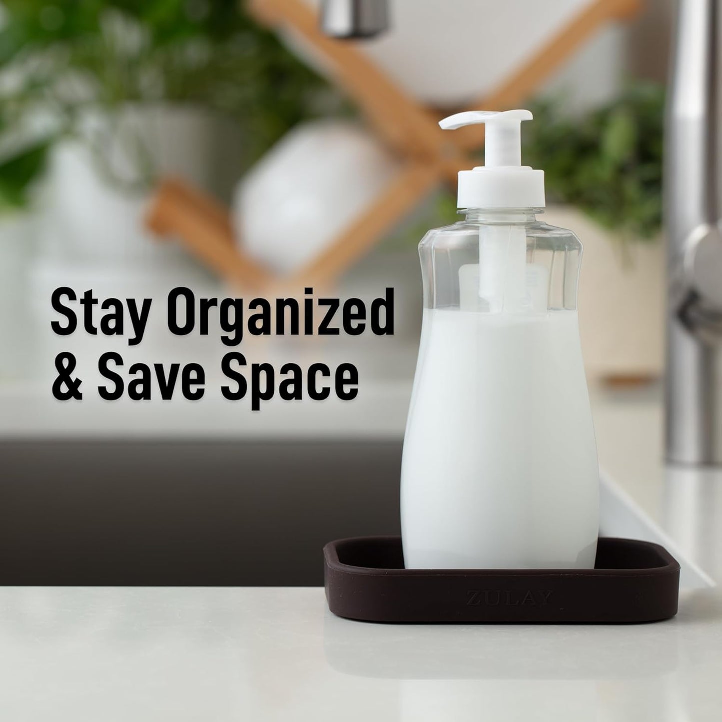 Zulay Kitchen Small Silicone Sponge Holder (4.9x3.3”) – Space-Saving Sink Organizer Tray for