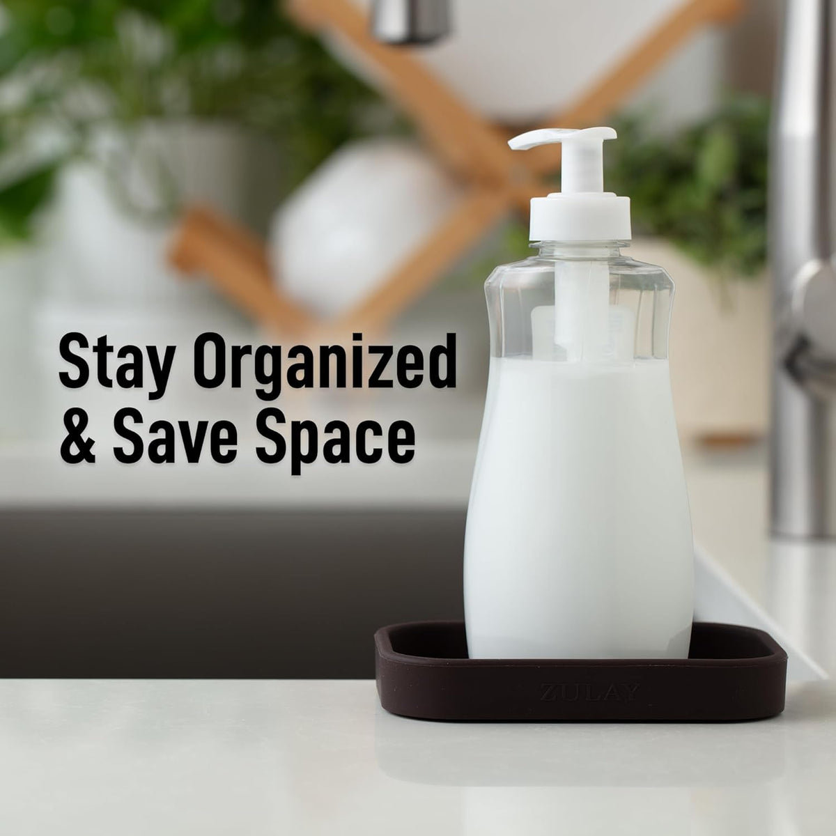 Zulay Kitchen Small Silicone Sponge Holder (4.9x3.3”) – Space-Saving Sink Organizer Tray for