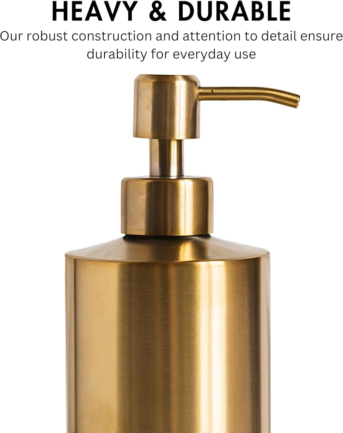 Brass Soap Dispenser for Bathroom (Stainless Steel) and Kitchen - Hand Soap, Detergent, or Lotion