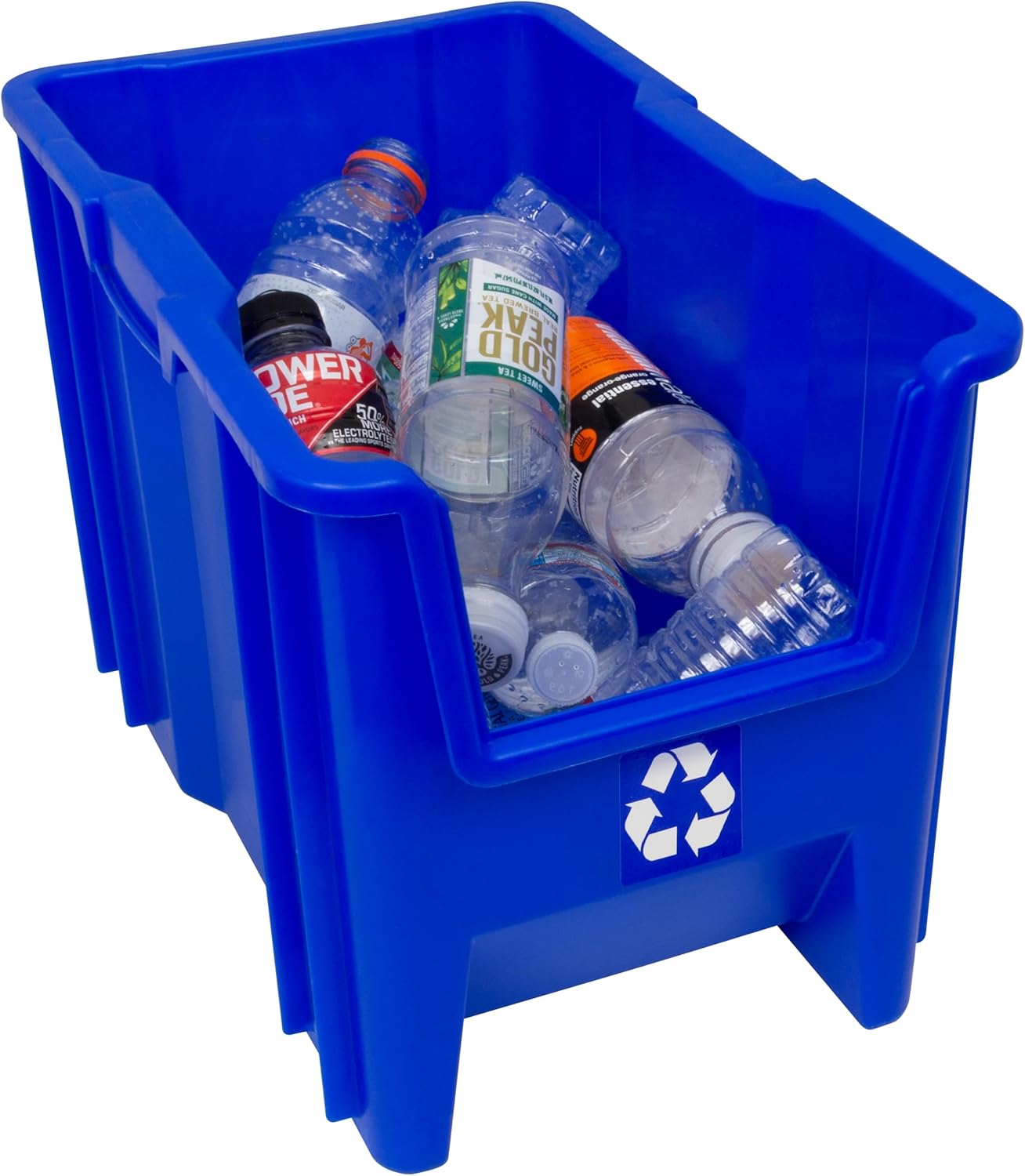 Commercial Industrial Heavy Duty Stackable Open-Front Recycling Bin Box Containers, 7 Gallon, 4