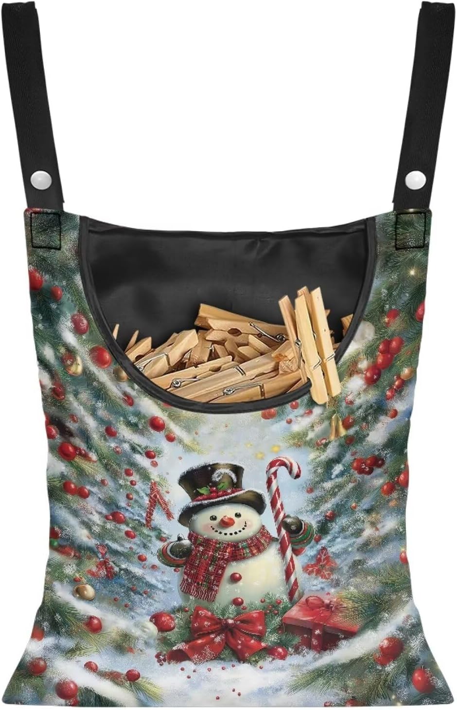 Snowman Clothespin Bag Christmas 2025 Hanging Storage Organizer Clothes Pin Bag Waterproof Laundry