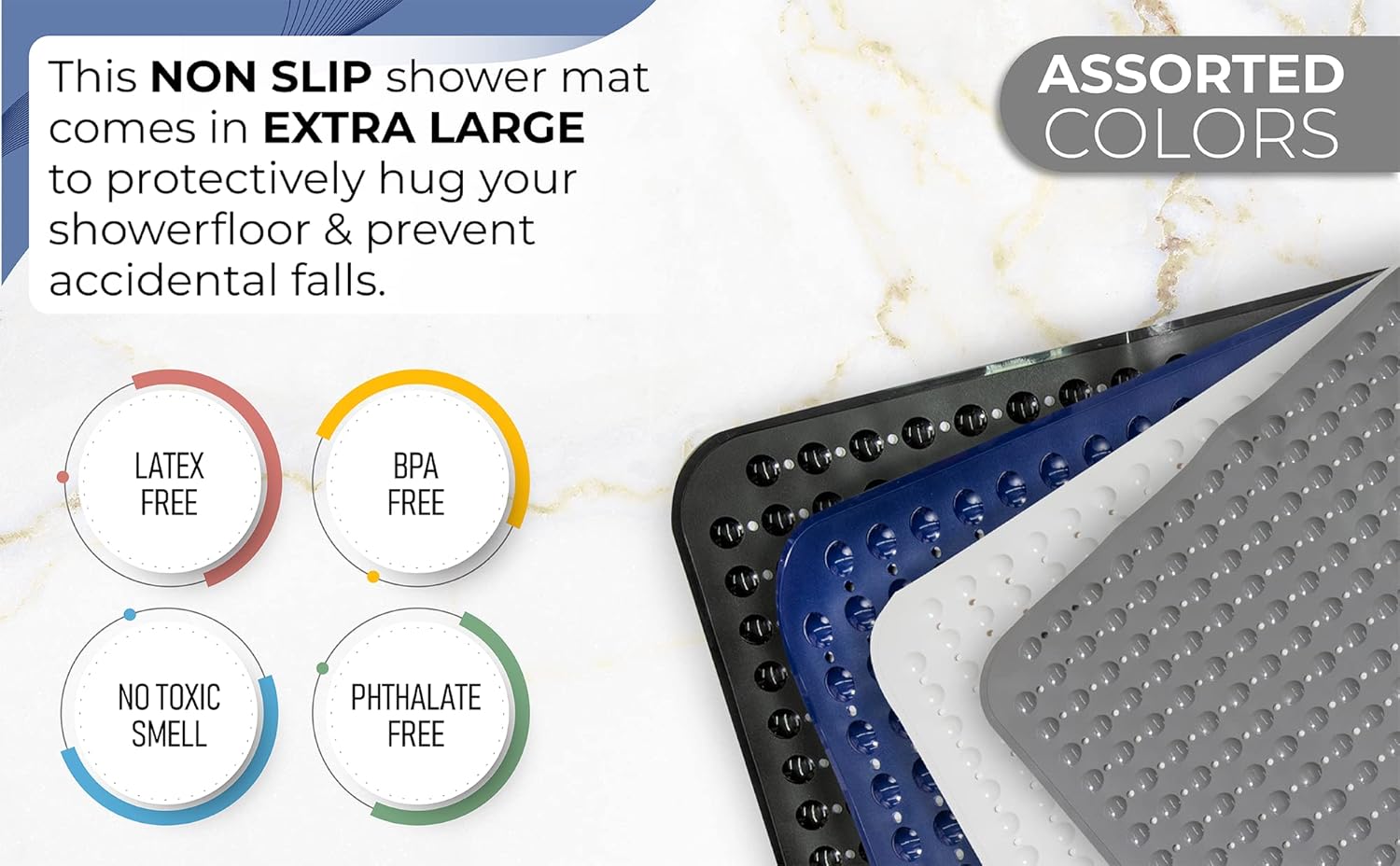 ENKOSI Extra Large Square Non Slip Shower Mat - 31 x 31-inch XL Bathroom Shower Mat - Square Shower