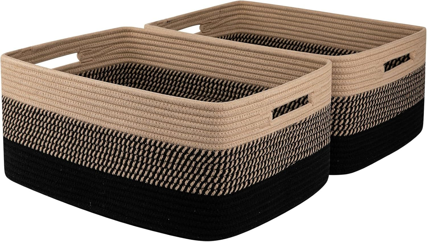 Large Storage Basket for Organizing, Woven Rope Basket for Shelves, Closet Organizer Bins for