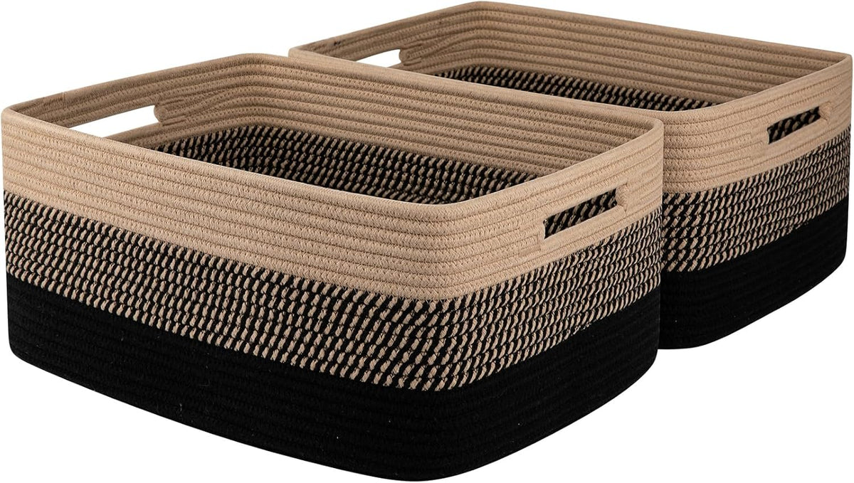 Large Storage Basket for Organizing, Woven Rope Basket for Shelves, Closet Organizer Bins for