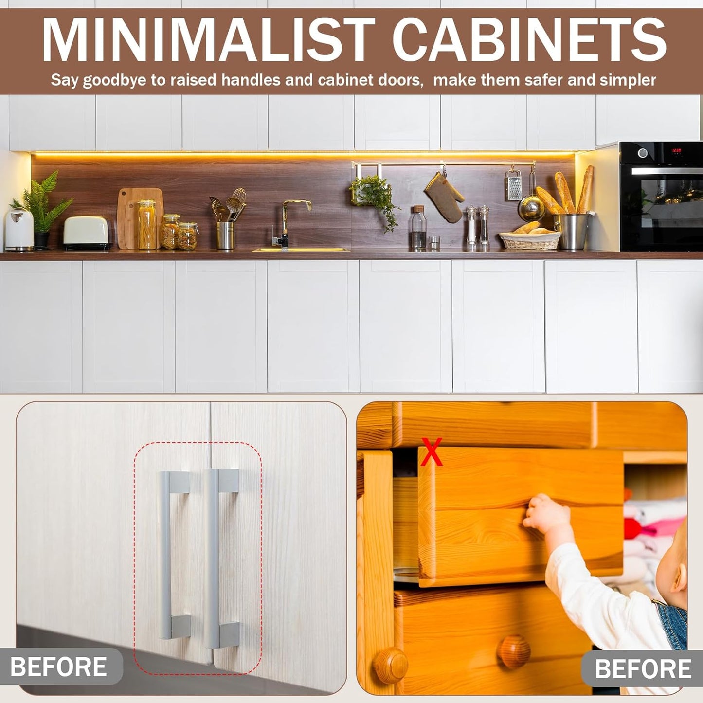 Lounsweer 50 Pack Magnetic Push Latches for Cabinet Door 2.87 Inches Short Push to Open Cabinet
