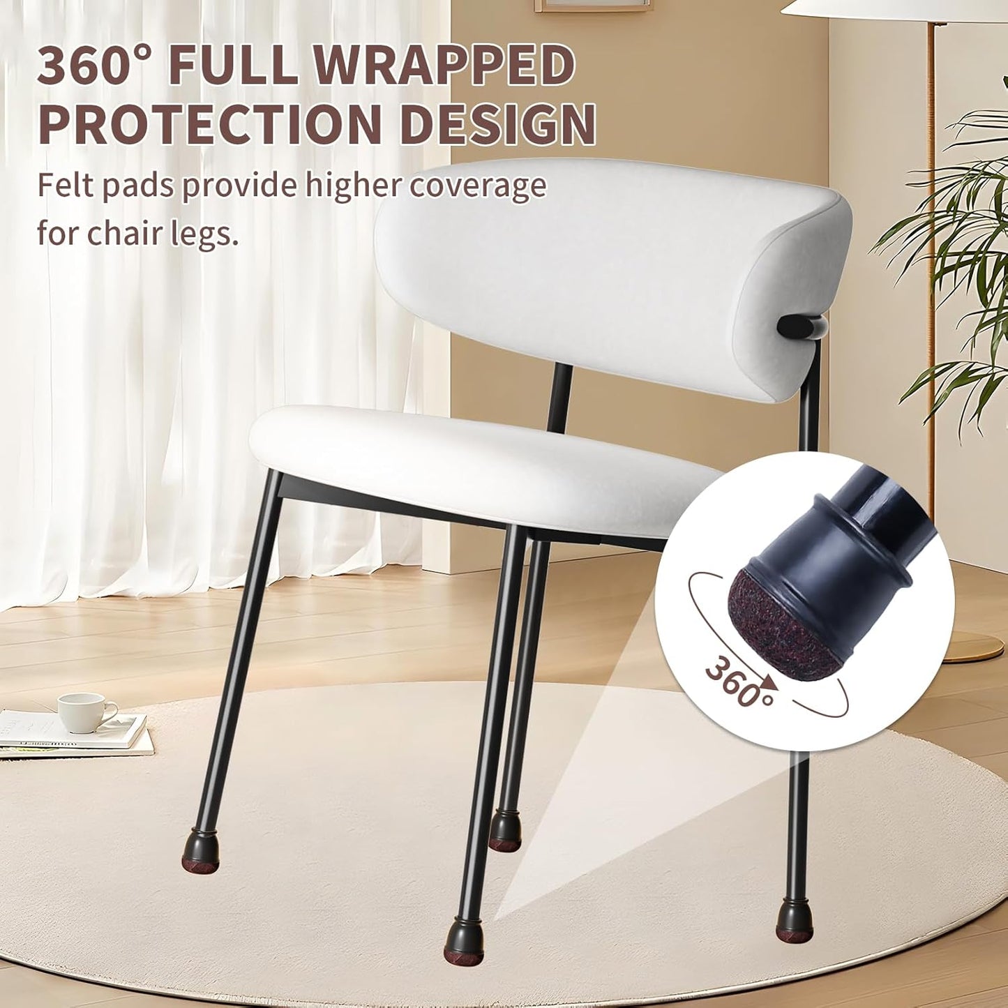 Ezprotekt 24 Pcs Extra Small Round Chair Leg Floor Protectors for Wooden & Ceramic Tiles Floors