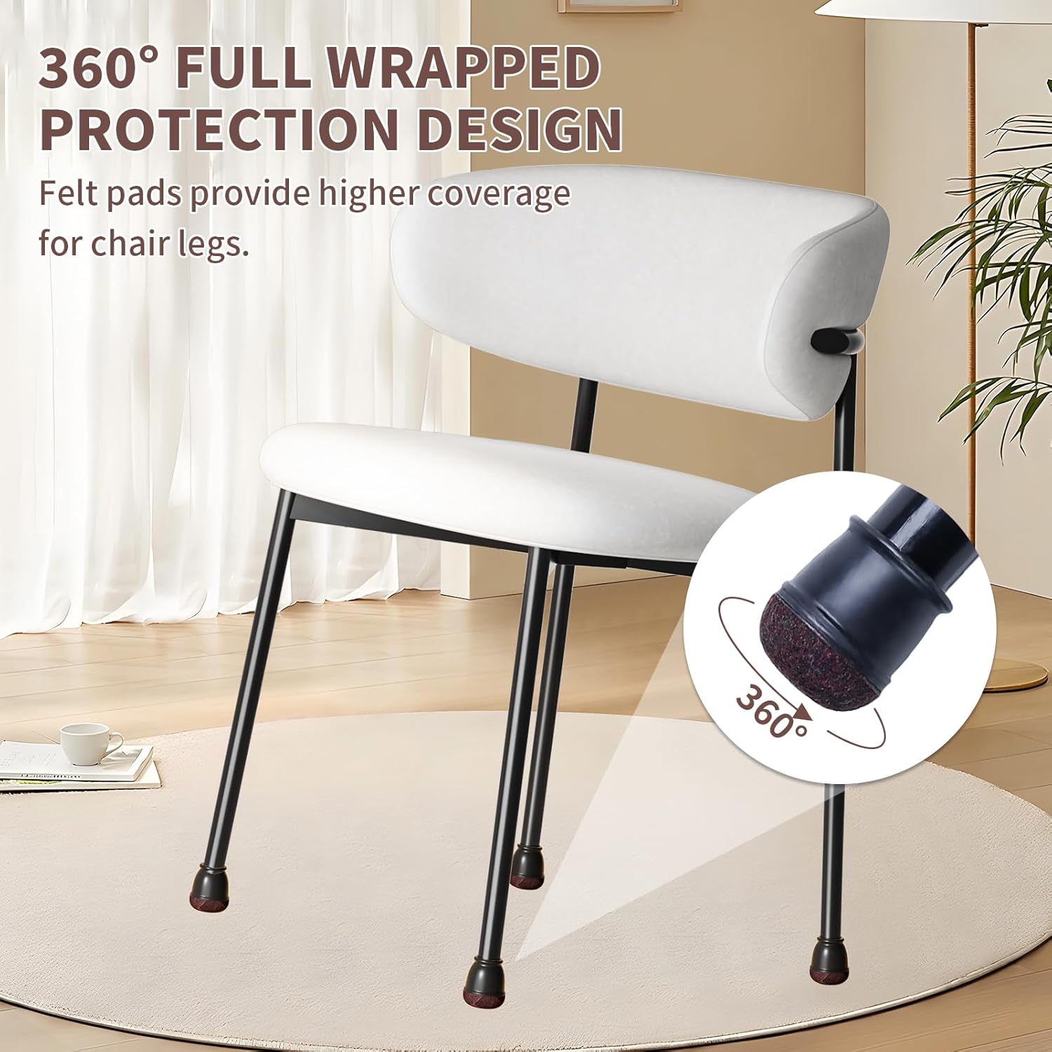 Ezprotekt 24 Pcs Extra Small Round Chair Leg Floor Protectors for Wooden & Ceramic Tiles Floors