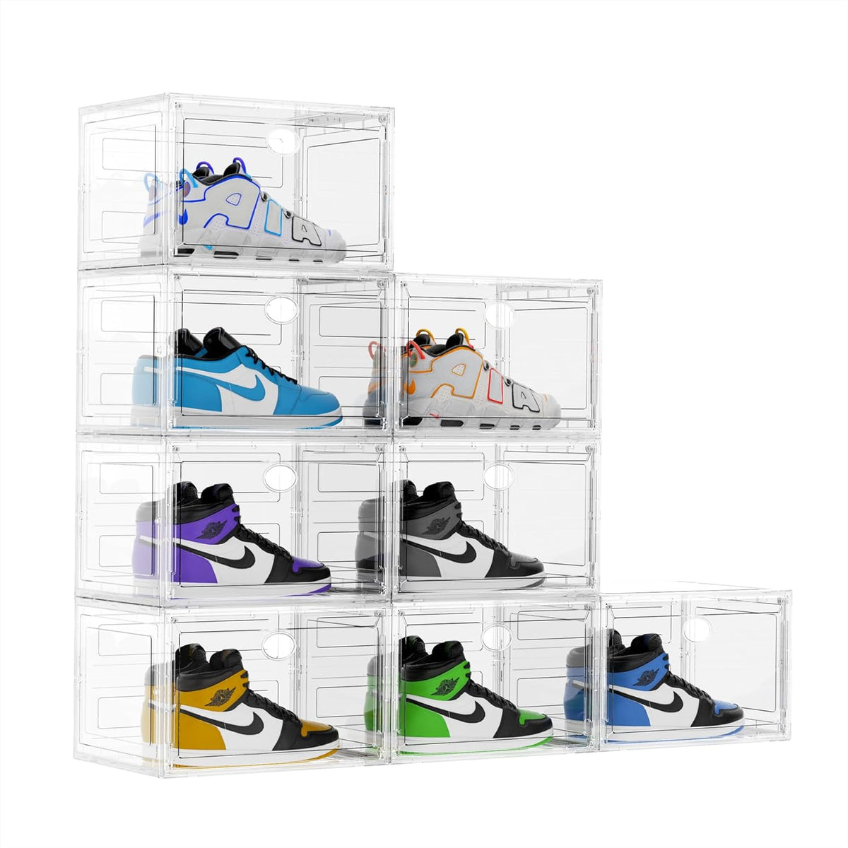 KEFA XL Shoe Storage Box Organizer, 8 Pack Shoe Boxes Clear Plastic Stackable, Sneaker Display Case