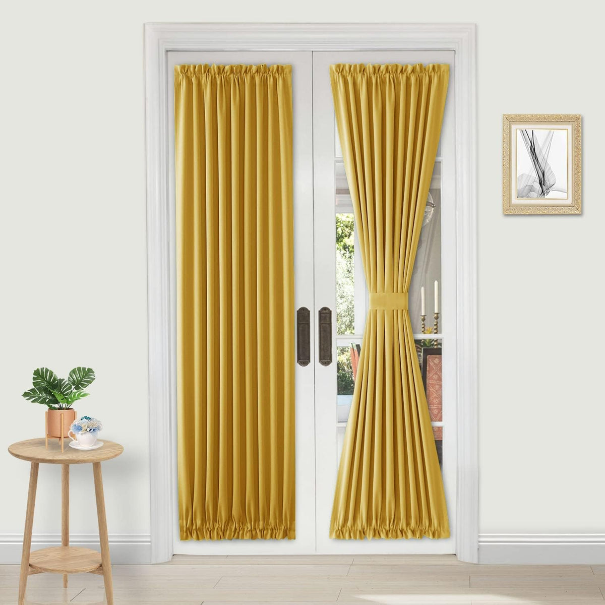 DWCN French Door Curtain - Rod Pocket Thermal Blackout Panel for Doors With Glass Window, Kitchen