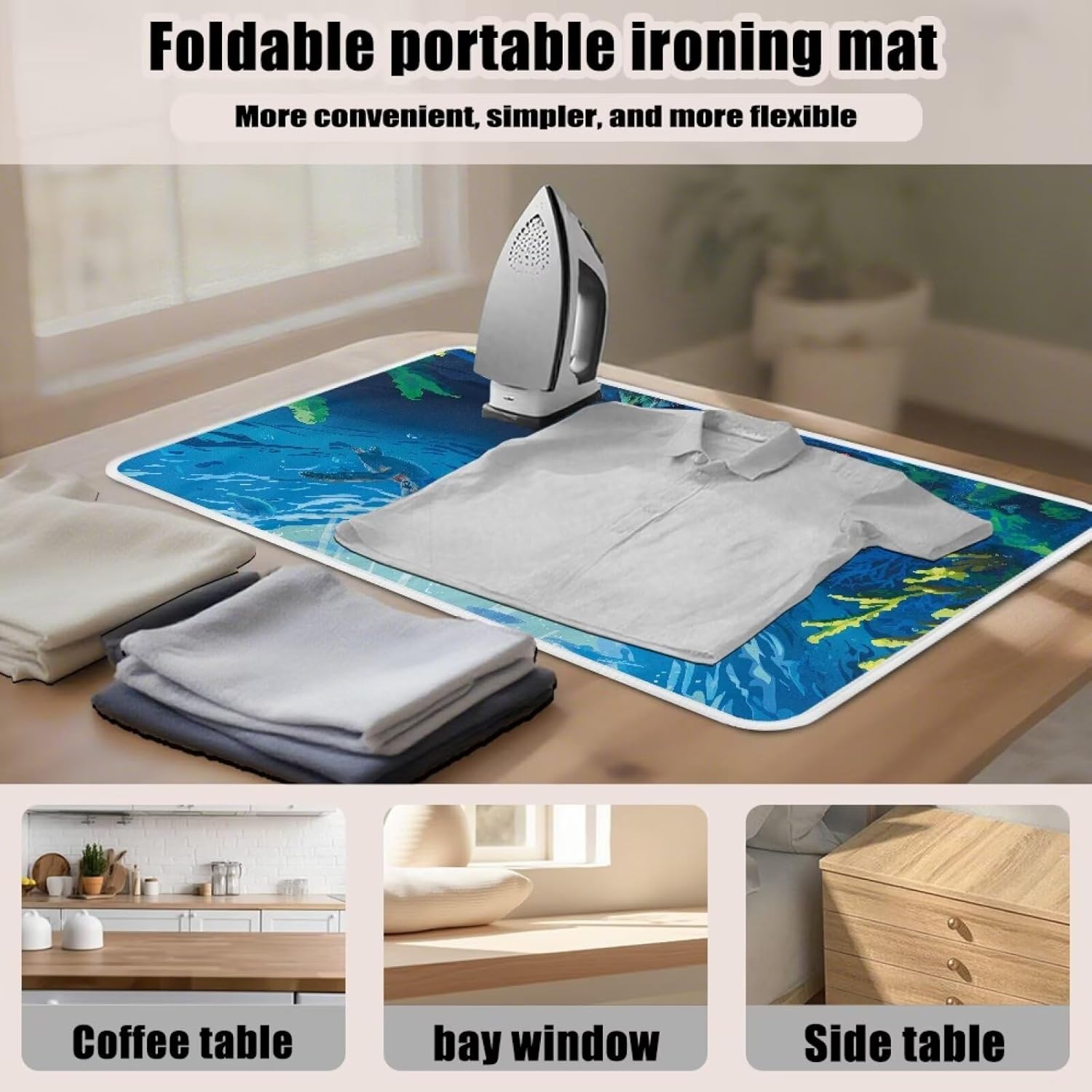 Ironing Mat Portable Iron Pad Magnetic Cover and Padding for Top of Washer, Dryer, Tabletop