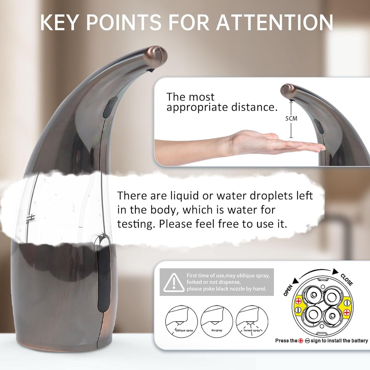 Automatic Liquid Soap Dispenser,300ML Touchless 4 Gear Adjustable, Countertop Electric Battery