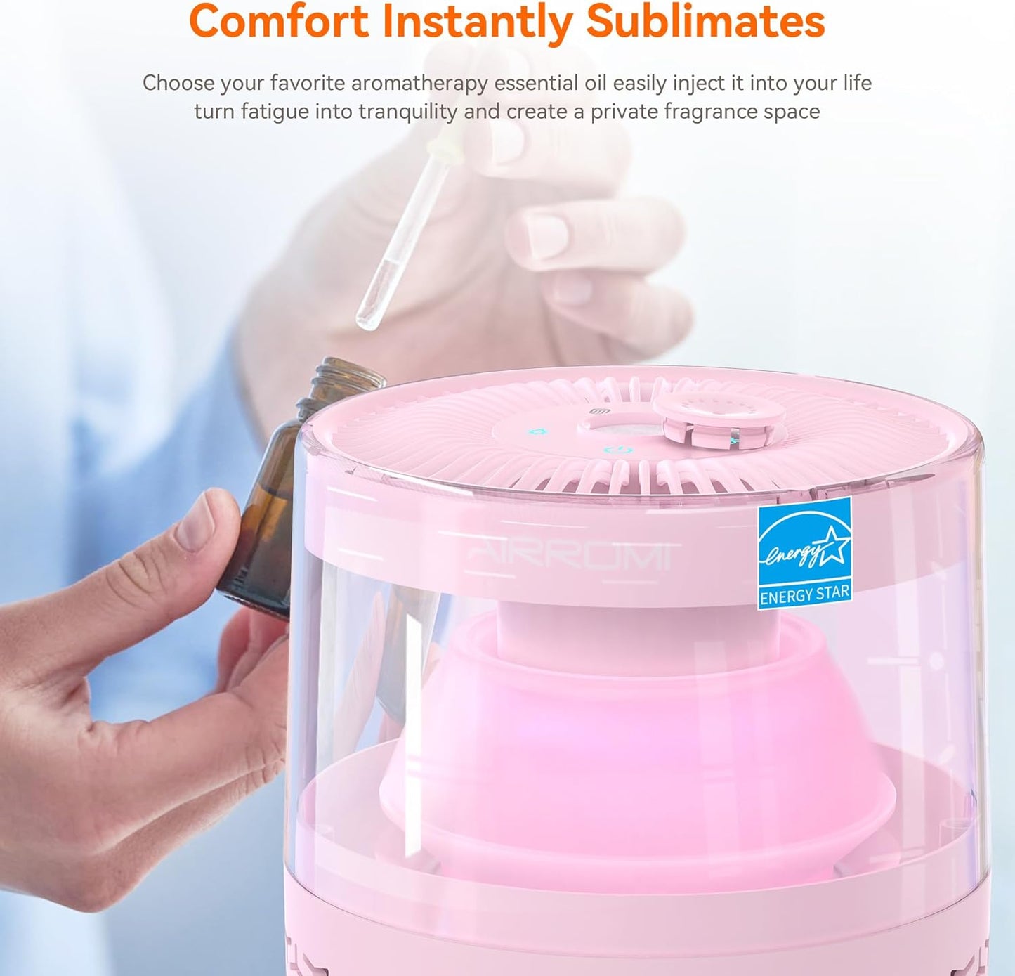 AIRROMI Air Purifiers for Bedroom Home,Up to 658 Ft²,Activated Carbon Filter Cleaner,With Fragrance