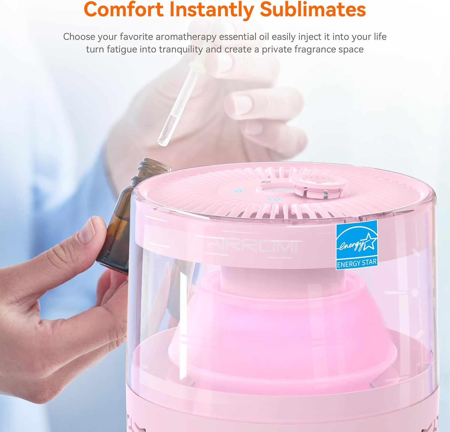 AIRROMI Air Purifiers for Bedroom Home,Up to 658 Ft²,Activated Carbon Filter Cleaner,With Fragrance