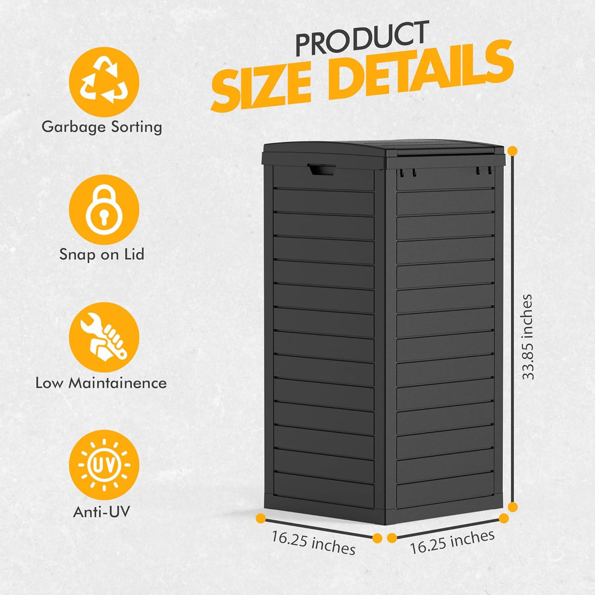 31 Gallon Outdoor Trash Can, Waterproof Resin Trash Can with Layered Lid and Drip Tray, Perfect for