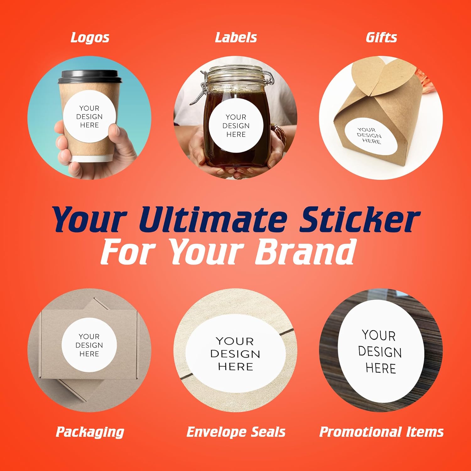 100 Custom Vinyl Stickers - Upload Your own Image, Text, Design, Logo - Personalized Logo Labels