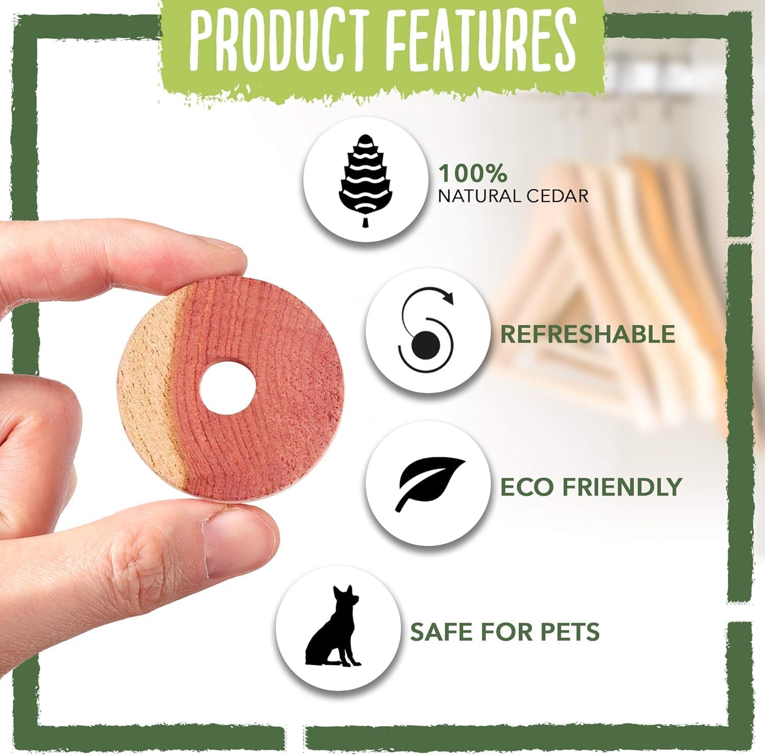 ecoKiwi Cedar Blocks for Clothes Storage - 28 Pack Cedar Rings - 100% Natural Aromatic Cedar for