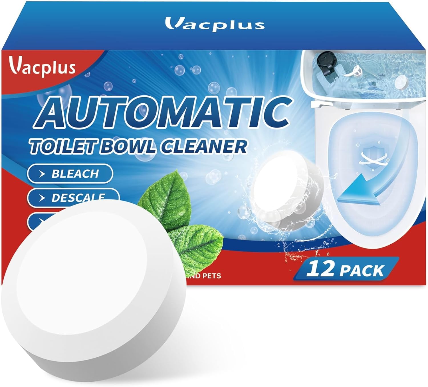 Vacplus Toilet Bowl Cleaners - 12 PACK, Household Toilet Cleaner, Automatic Toilet Bowl Cleaners