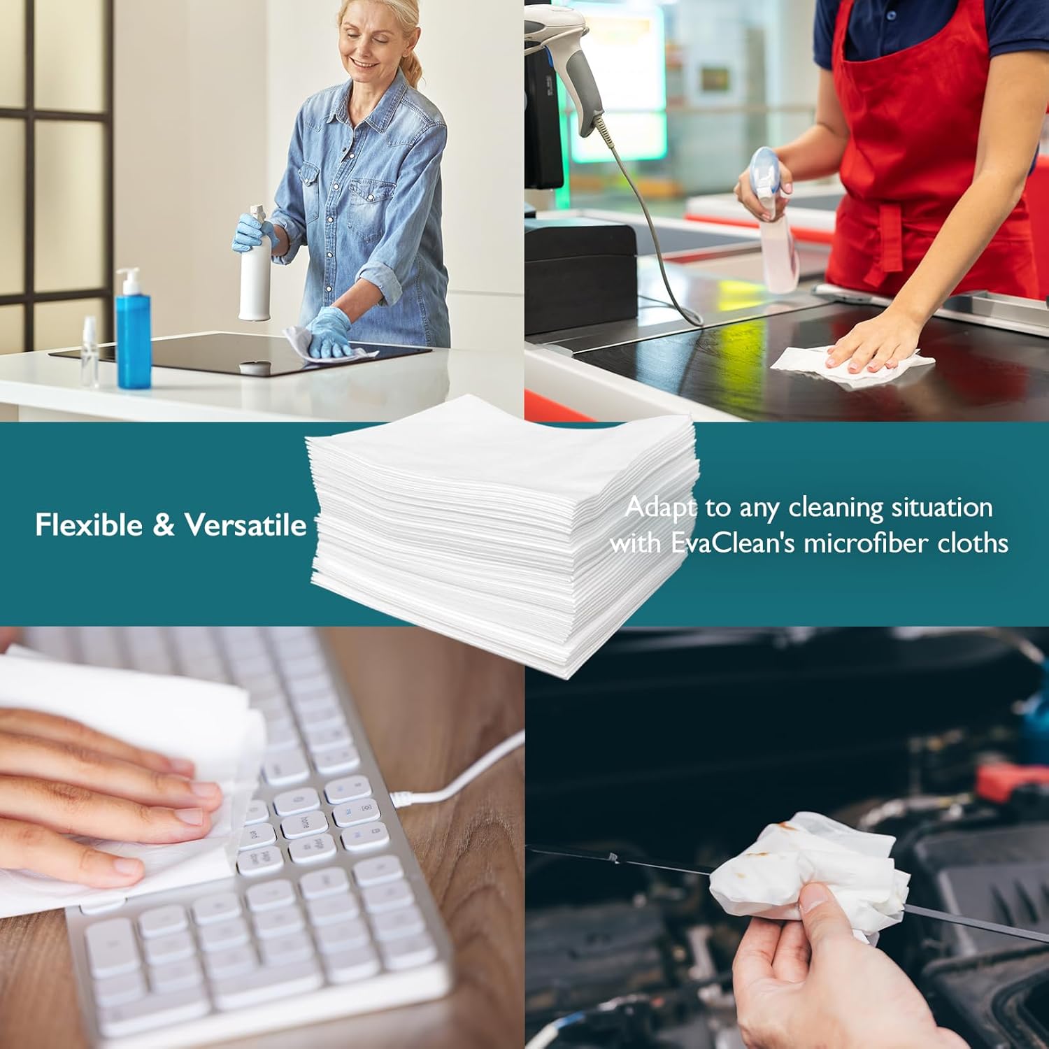 EvaClean Extra Large Disposable Microfiber Wipes - Lint-Free, Strong & Versatile