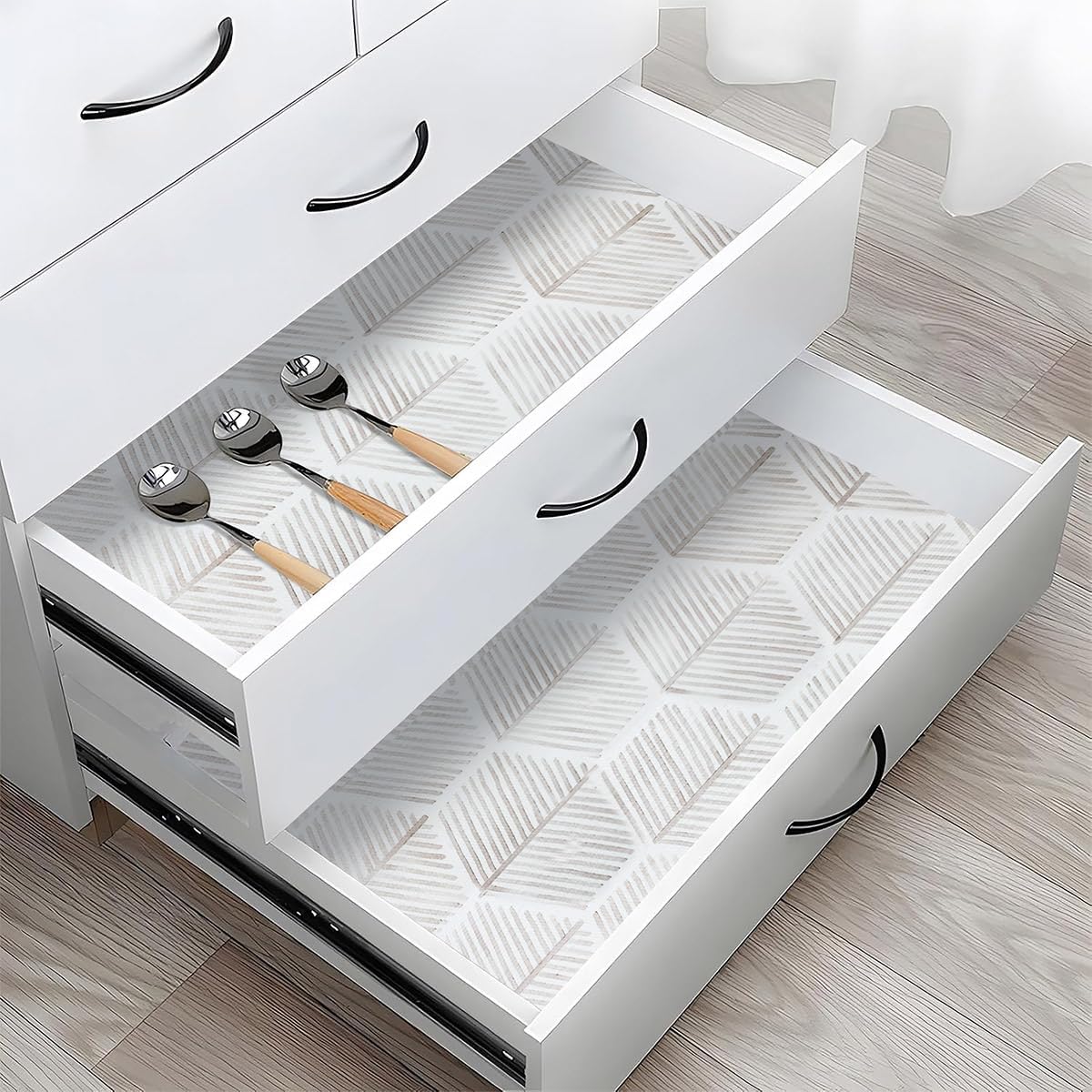 Shelf Liners for Kitchen Cabinets, Non Adhesive and Strong Non-Slip Shelf Cabinet Drawer Liners for