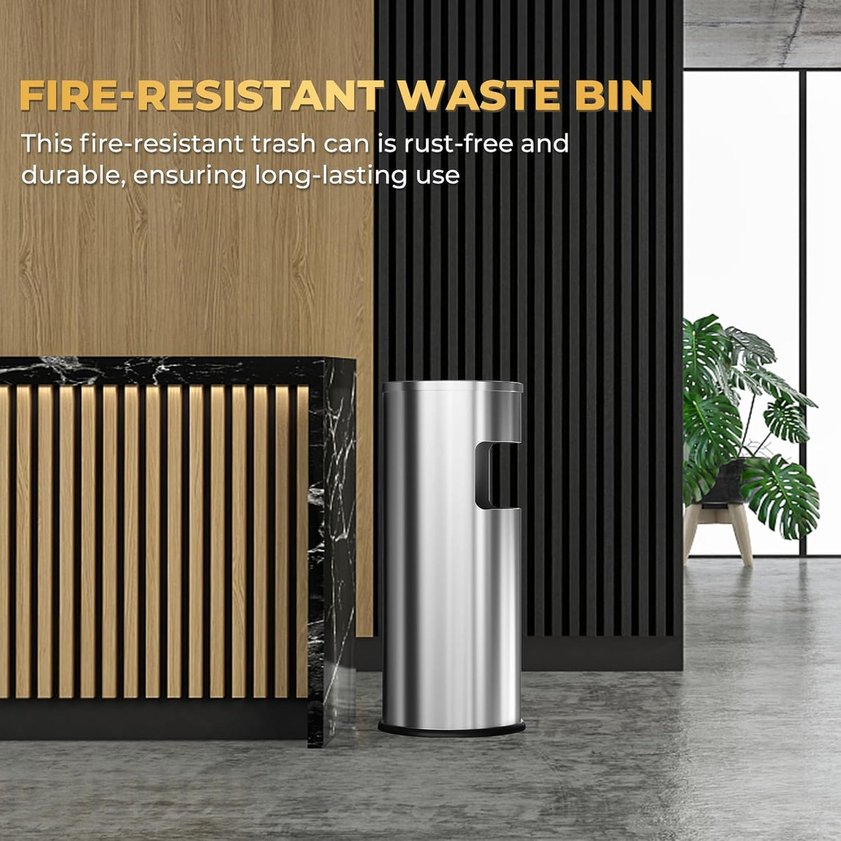 Trash Can Outdoor Waste Container Round Stainless Steel Trash Can with Removable Inner Bucket for