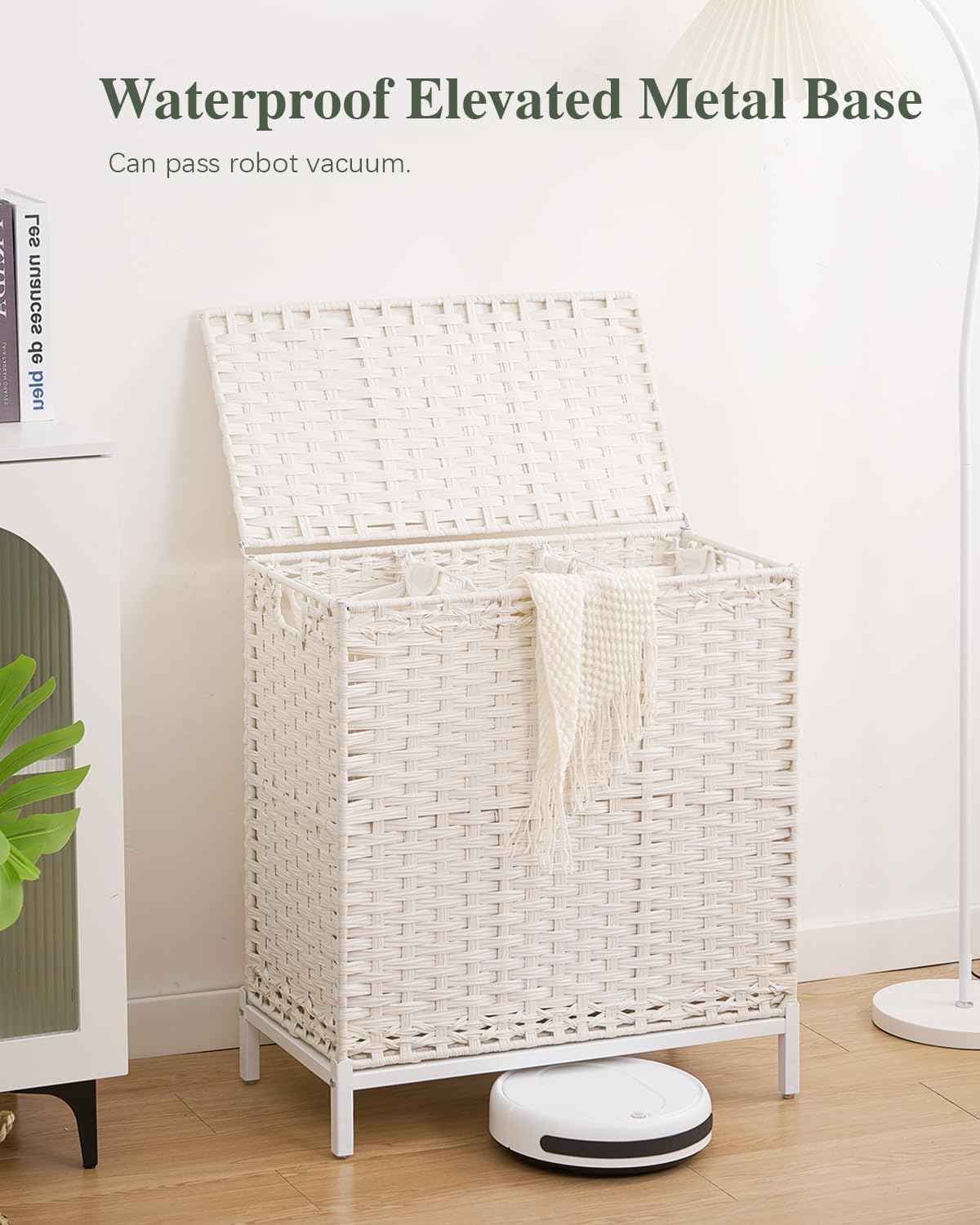 Laundry Hamper with Lid 132 L, (35 Gallons) Clothes Hamper with Lid, Handwoven Rattan Laundry
