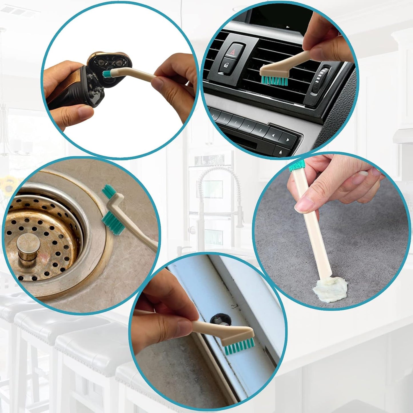 9 Pcs Small Household Cleaning Brushes by ELEMGULY,Deep Detail Crevice Brush Set for Hole, Gap